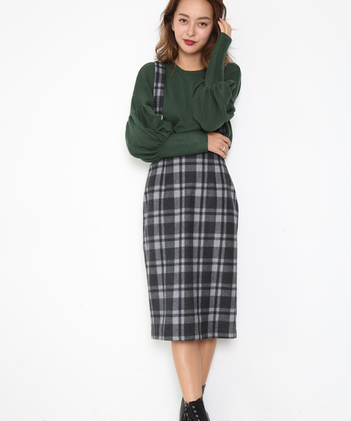 FREE'S MART(フリーズマート)の「ペンシルチェックジャンスカ(ジャンパースカート・レディース・グレー系その他/ベージュ系その他・FREE)」の17枚目の写真