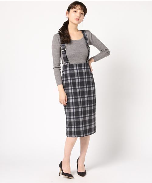 FREE'S MART(フリーズマート)の「ペンシルチェックジャンスカ(ジャンパースカート・レディース・グレー系その他/ベージュ系その他・FREE)」の6枚目の写真