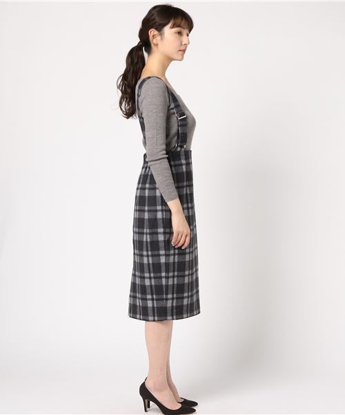 FREE'S MART(フリーズマート)の「ペンシルチェックジャンスカ(ジャンパースカート・レディース・グレー系その他/ベージュ系その他・FREE)」の7枚目の写真