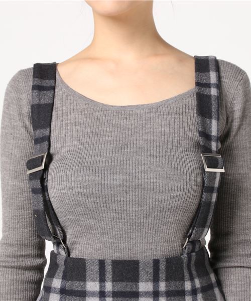 FREE'S MART(フリーズマート)の「ペンシルチェックジャンスカ(ジャンパースカート・レディース・グレー系その他/ベージュ系その他・FREE)」の9枚目の写真