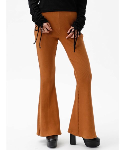 EVRIS(エヴリス)の「ハイウエストリブフレアレギンス(その他パンツ・レディース・ブラック/カーキ/キャメル・FREE)」の3枚目の写真