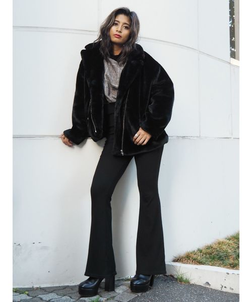 EVRIS(エヴリス)の「ハイウエストリブフレアレギンス(その他パンツ・レディース・ブラック/カーキ/キャメル・FREE)」の10枚目の写真