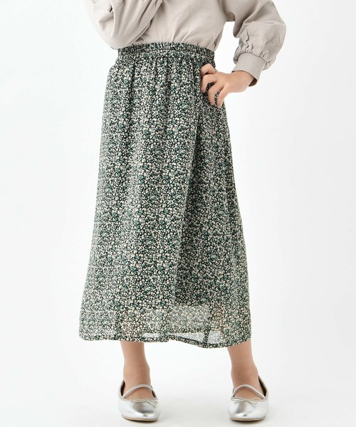 DISCOAT（ディスコート）の「【キッズ】シフォン小花柄ロングスカート（スカート・キッズ・グリーン/イエロー・120/130/140）」の2枚目の写真