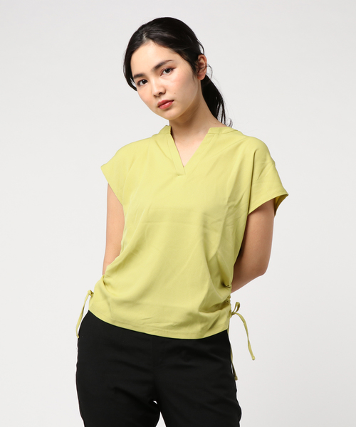 IGNIO(イグニオ)の「ジョーゼットスキッパーシャツ(Tシャツ/カットソー・レディース・ペールイエロー/ネイビー/オフホワイト・M/L/LL)」の3枚目の写真