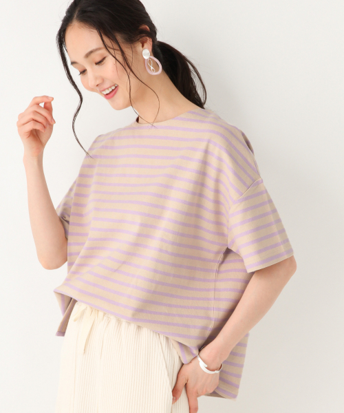 GLOBAL WORK(グローバルワーク)の「マリンボーダー半袖/835092(Tシャツ/カットソー・レディース・ホワイト/ベージュ/ブラウン/ダークブルー・MEDIUM/LARGE)」の4枚目の写真