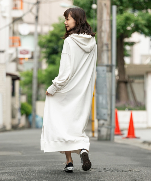 made in standard （メイドインスタンダード）の「made in standard/メイドインスタンダード  ヘビーウェイトスウェット パーカー ワンピース（ワンピース・レディース・ブラック/ベージュ/パープル/ブラウン/オフホワイト・FREE）」の12枚目の写真