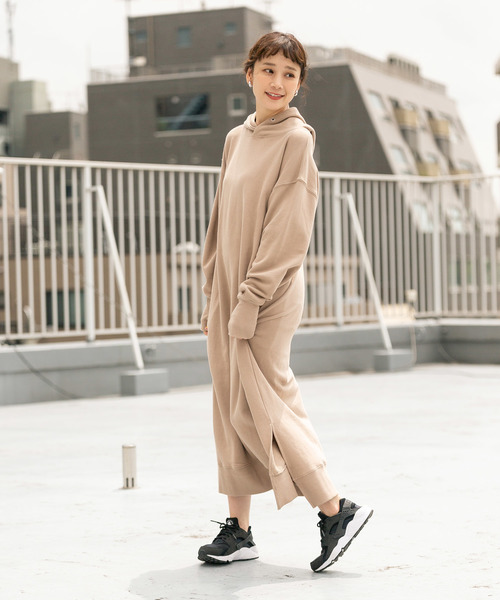 made in standard （メイドインスタンダード）の「made in standard/メイドインスタンダード  ヘビーウェイトスウェット パーカー ワンピース（ワンピース・レディース・ブラック/ベージュ/パープル/ブラウン/オフホワイト・FREE）」の8枚目の写真