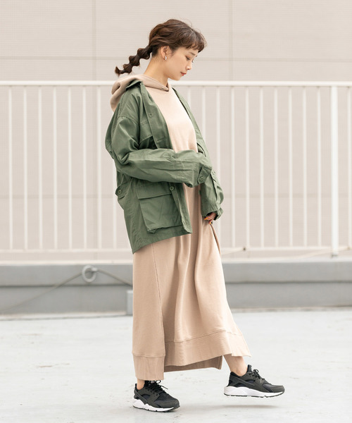 made in standard （メイドインスタンダード）の「made in standard/メイドインスタンダード  ヘビーウェイトスウェット パーカー ワンピース（ワンピース・レディース・ブラック/ベージュ/パープル/ブラウン/オフホワイト・FREE）」の21枚目の写真