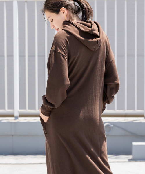 made in standard （メイドインスタンダード）の「made in standard/メイドインスタンダード  ヘビーウェイトスウェット パーカー ワンピース（ワンピース・レディース・ブラック/ベージュ/パープル/ブラウン/オフホワイト・FREE）」の20枚目の写真