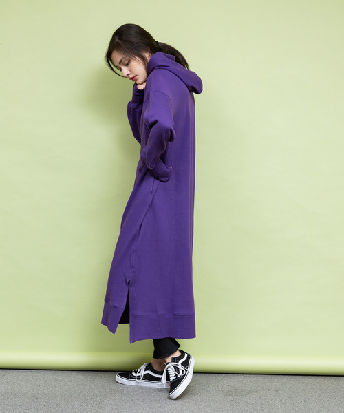 made in standard （メイドインスタンダード）の「made in standard/メイドインスタンダード  ヘビーウェイトスウェット パーカー ワンピース（ワンピース・レディース・ブラック/ベージュ/パープル/ブラウン/オフホワイト・FREE）」の22枚目の写真