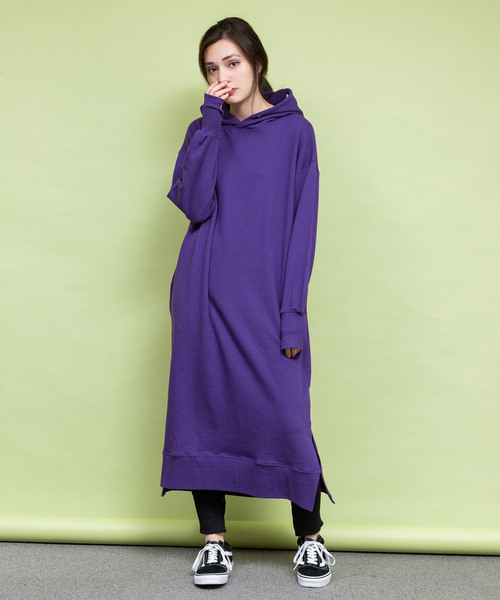 made in standard （メイドインスタンダード）の「made in standard/メイドインスタンダード  ヘビーウェイトスウェット パーカー ワンピース（ワンピース・レディース・ブラック/ベージュ/パープル/ブラウン/オフホワイト・FREE）」の18枚目の写真