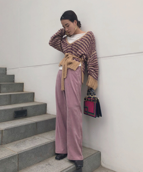 Ameri(アメリ)の「AJIRO MOYOU KNIT(ニット/セーター・レディース・パープル/ブルー・FREE)」の4枚目の写真