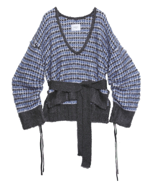 Ameri(アメリ)の「AJIRO MOYOU KNIT(ニット/セーター・レディース・パープル/ブルー・FREE)」の5枚目の写真