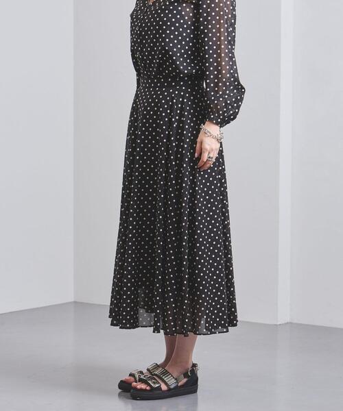 ユナイテッドアローズ UWCS シアー プリントフレアスカート 38サイズ UNITED ARROWS（ユナイテッドアローズ）の「UWCS シアー フレア