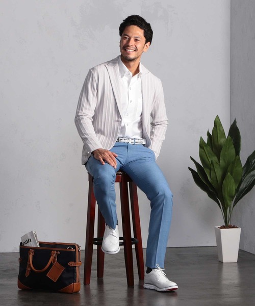 MEN'S BIGI（メンズビギ）の「【ウォッシャブル】ビジカジ兼用ポリストレッチパンツ（チノパンツ・メンズ・ホワイト/サックスブルー/チャコールグレー・00/01/02/03/04）」の7枚目の写真