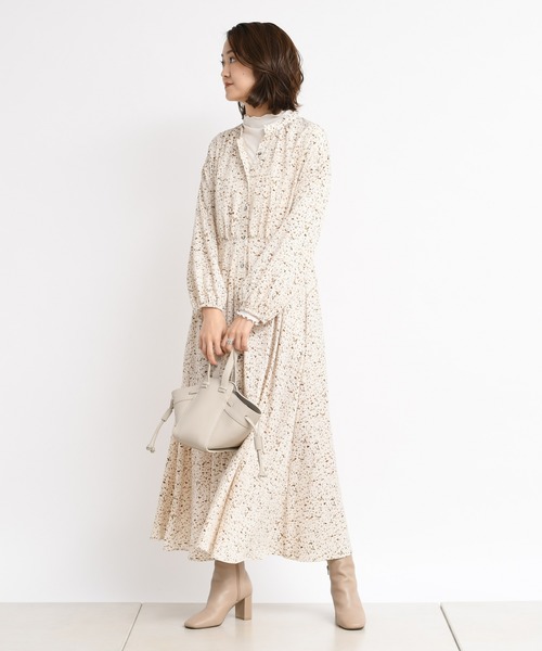 DouDou（ドゥドゥ）の「幾何柄プリントワンピース（ワンピース・レディース・ホワイト/グリーン・FREE）」の6枚目の写真