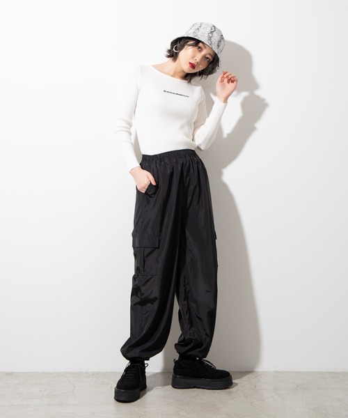 WEGO(ウィゴー)の「WEGO/カーゴポケットジョグパンツ(カーゴパンツ・レディース・ホワイト/ブラック/ライム・FREE)」の12枚目の写真