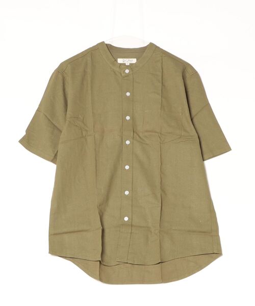 ONE DAY KMC （ワンデイケーエムシー）の「麻レーヨン　バンドカラーS/Sシャツ（シャツ/ブラウス・メンズ・グレー/ホワイト/ワインレッド/ネイビー/ブルー/ブラック/オリーブ/パープル・LARGE/X-LARGE/MEDIUM）」の4枚目の写真