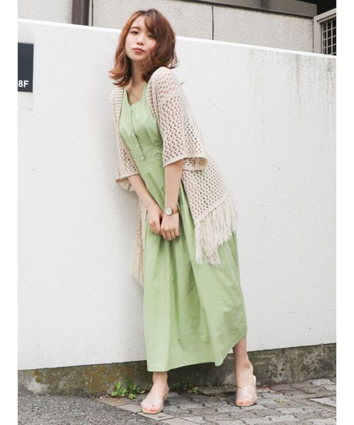 dazzlin（ダズリン）の「フリンジディティールカーデ（カーディガン/ボレロ・レディース・オフホワイト/カーキ/ベージュ・FREE）」の4枚目の写真