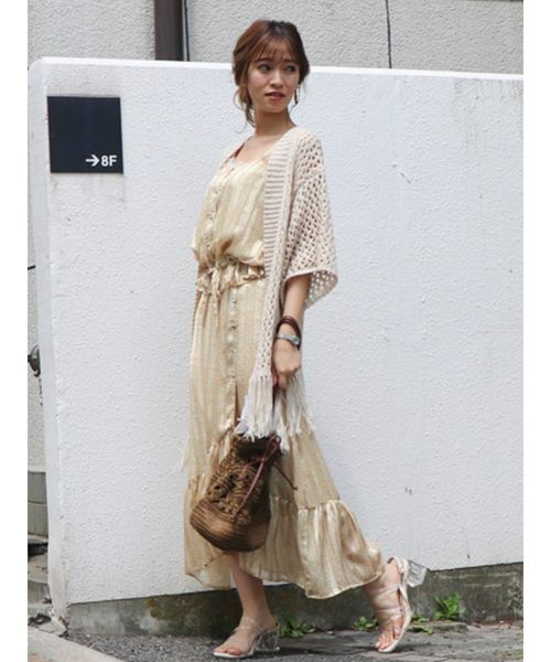 dazzlin（ダズリン）の「フリンジディティールカーデ（カーディガン/ボレロ・レディース・オフホワイト/カーキ/ベージュ・FREE）」の5枚目の写真