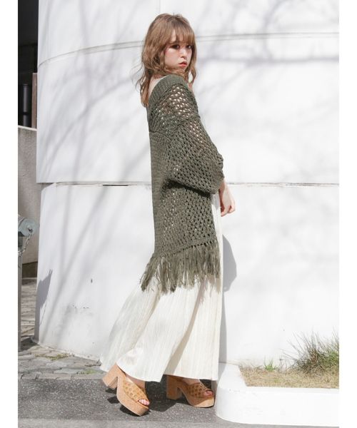 dazzlin（ダズリン）の「フリンジディティールカーデ（カーディガン/ボレロ・レディース・オフホワイト/カーキ/ベージュ・FREE）」の9枚目の写真