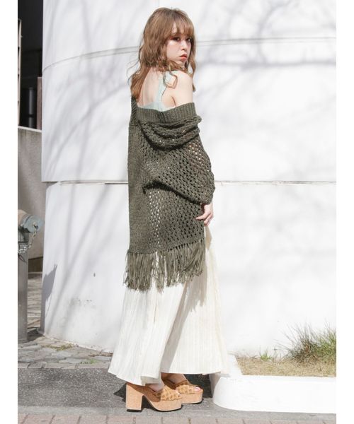 dazzlin（ダズリン）の「フリンジディティールカーデ（カーディガン/ボレロ・レディース・オフホワイト/カーキ/ベージュ・FREE）」の10枚目の写真