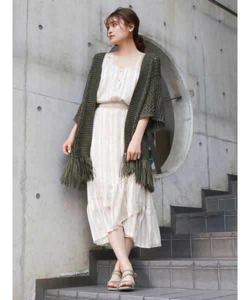 dazzlin（ダズリン）の「フリンジディティールカーデ（カーディガン/ボレロ・レディース・オフホワイト/カーキ/ベージュ・FREE）」の12枚目の写真