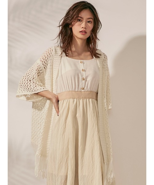 dazzlin（ダズリン）の「フリンジディティールカーデ（カーディガン/ボレロ・レディース・オフホワイト/カーキ/ベージュ・FREE）」の3枚目の写真