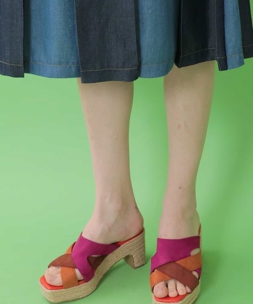 【美品】Jocomomola ホコモモラ テンセルデニム配色ワンピース Jocomomola（ホコモモラ）の「テンセルデニム配色ワンピース