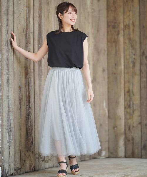 rps（アールピーエス）の「テールカットノースリカットプルオーバー（Tシャツ/カットソー・レディース・ブラック/オフホワイト/サックスブルー/ライトカーキ・M）」の9枚目の写真