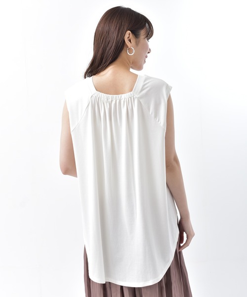 rps（アールピーエス）の「テールカットノースリカットプルオーバー（Tシャツ/カットソー・レディース・ブラック/オフホワイト/サックスブルー/ライトカーキ・M）」の16枚目の写真