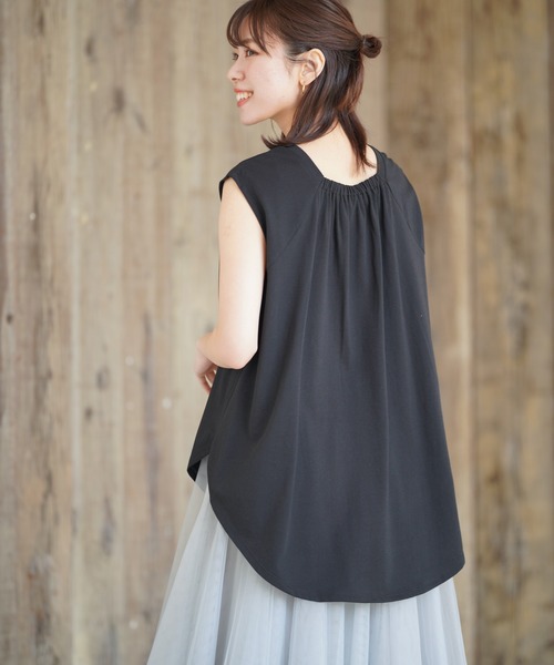 rps（アールピーエス）の「テールカットノースリカットプルオーバー（Tシャツ/カットソー・レディース・ブラック/オフホワイト/サックスブルー/ライトカーキ・M）」の20枚目の写真