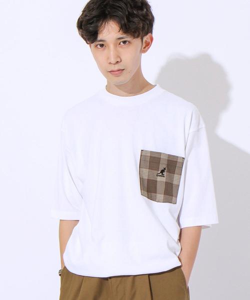 KANGOL（カンゴール）の「KANGOL(カンゴール)別注チェックポケットTシャツ(その他1～3⇒WEB限定カラー)#（Tシャツ/カットソー・メンズ・その他2/ホワイト/ブラック/ネイビー/その他1/その他3・X-LARGE/LARGE/MEDIUM/SMALL）」の2枚目の写真