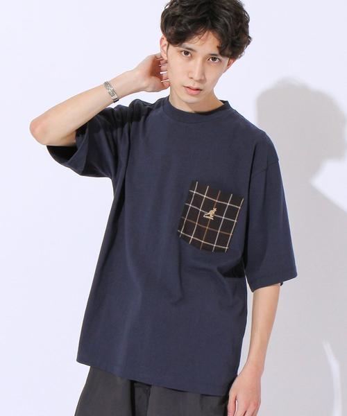 KANGOL（カンゴール）の「KANGOL(カンゴール)別注チェックポケットTシャツ(その他1～3⇒WEB限定カラー)#（Tシャツ/カットソー・メンズ・その他2/ホワイト/ブラック/ネイビー/その他1/その他3・X-LARGE/LARGE/MEDIUM/SMALL）」の8枚目の写真