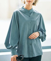 バンドカラーバルーンスリーブシャツ