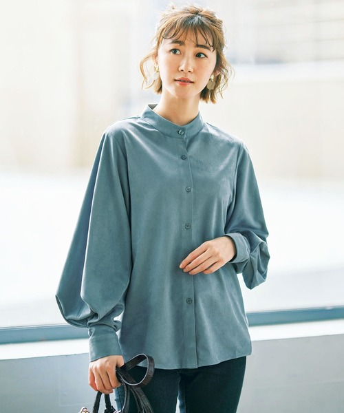 GeeRA(ジーラ)の「バンドカラーバルーンスリーブシャツ(シャツ/ブラウス・レディース・ベージュ/チャコールグレー/ブルー/ブラック/ホワイト・LARGE/MEDIUM/X-LARGE/XX-LARGE/SMALL)」の9枚目の写真