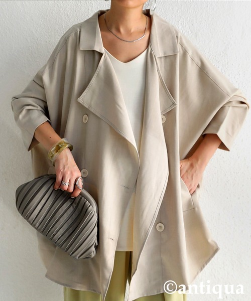 antiqua（アンティカ）の「デザインジャケット（テーラードジャケット・レディース・ブラック/ベージュ/グリーン系その他・FREE）」の2枚目の写真