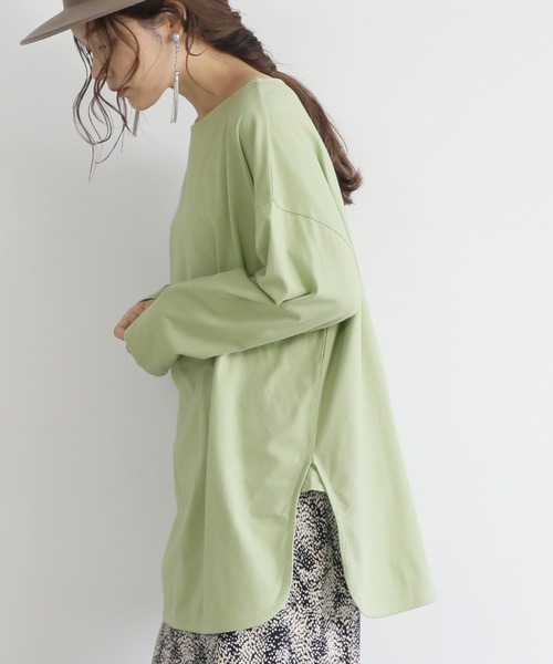 coca(coca)(コカ)の「コットンサイドスリットロンT(Tシャツ/カットソー・レディース・ライトグリーン/ブラウン/ホワイト/チャコールグレー/その他/ライトピンク/カーキ/ブラック/グレー/オートミール/グレイッシュベージュ・ONE SIZE/M/L/S)」の9枚目の写真