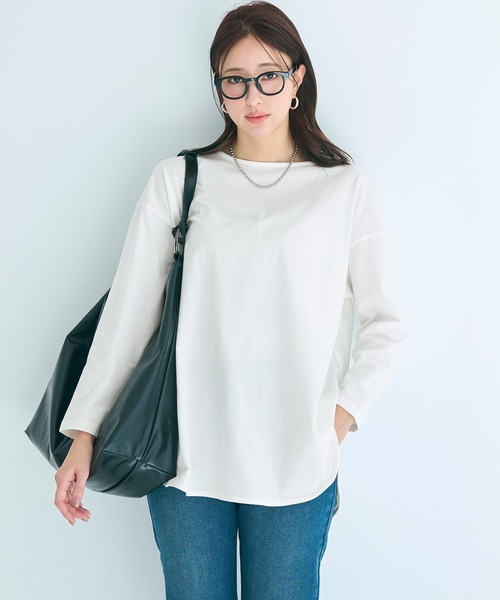 coca(coca)(コカ)の「コットンサイドスリットロンT(Tシャツ/カットソー・レディース・ライトグリーン/ブラウン/ホワイト/チャコールグレー/その他/ライトピンク/カーキ/ブラック/グレー/オートミール/グレイッシュベージュ・ONE SIZE/M/L/S)」の17枚目の写真