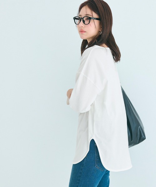 coca(coca)(コカ)の「コットンサイドスリットロンT(Tシャツ/カットソー・レディース・ライトグリーン/ブラウン/ホワイト/チャコールグレー/その他/ライトピンク/カーキ/ブラック/グレー/オートミール/グレイッシュベージュ・ONE SIZE/M/L/S)」の21枚目の写真