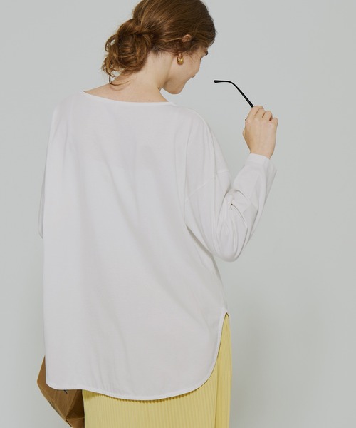 coca(coca)(コカ)の「コットンサイドスリットロンT(Tシャツ/カットソー・レディース・ライトグリーン/ブラウン/ホワイト/チャコールグレー/その他/ライトピンク/カーキ/ブラック/グレー/オートミール/グレイッシュベージュ・ONE SIZE/M/L/S)」の16枚目の写真