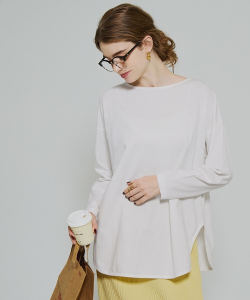 coca(coca)(コカ)の「コットンサイドスリットロンT(Tシャツ/カットソー・レディース・ライトグリーン/ブラウン/ホワイト/チャコールグレー/その他/ライトピンク/カーキ/ブラック/グレー/オートミール/グレイッシュベージュ・ONE SIZE/M/L/S)」の20枚目の写真