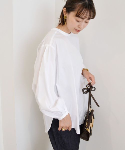 SHIPS（シップス）の「バックボタンボリュームスリーブブラウス（シャツ/ブラウス・レディース・オフホワイト/ダークラベンダー/ワイン・ONE SIZE）」の17枚目の写真