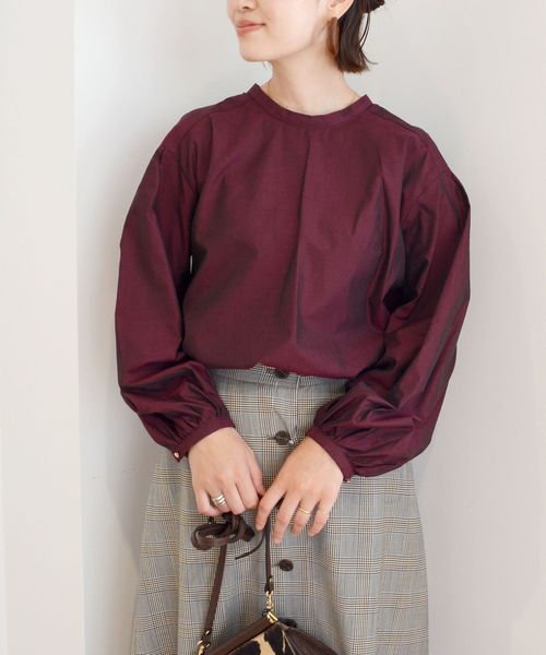 SHIPS（シップス）の「バックボタンボリュームスリーブブラウス（シャツ/ブラウス・レディース・オフホワイト/ダークラベンダー/ワイン・ONE SIZE）」の15枚目の写真