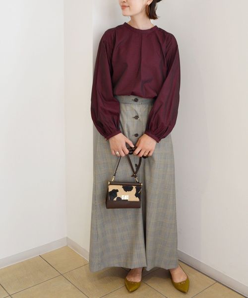 SHIPS（シップス）の「バックボタンボリュームスリーブブラウス（シャツ/ブラウス・レディース・オフホワイト/ダークラベンダー/ワイン・ONE SIZE）」の14枚目の写真