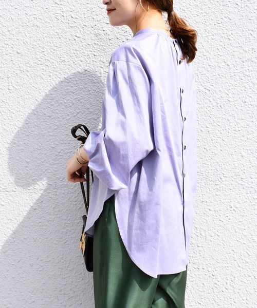 SHIPS（シップス）の「バックボタンボリュームスリーブブラウス（シャツ/ブラウス・レディース・オフホワイト/ダークラベンダー/ワイン・ONE SIZE）」の22枚目の写真