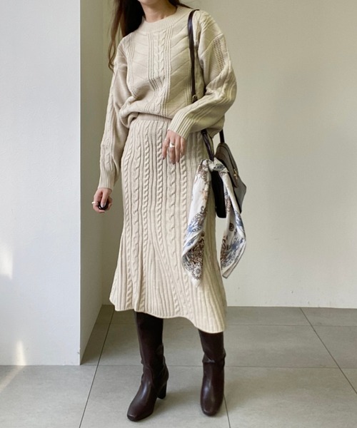 セール ケーブルマーメイドスカートニットセットアップ セットアップ Unrelish アンレリッシュ のファッション通販 Zozotown