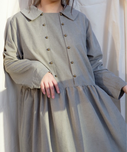 sakishimatokyo（サキシマトーキョー）の「【ZOZO限定】サキシマamp「ダブルボタンワンピース」（ワンピース・レディース・ベージュ/カーキ・FREE）」の2枚目の写真