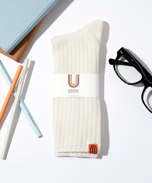 UNIVERSAL OVERALL（ユニバーサルオーバーオール）の「【UNIVERSAL OVERALL】LU-009 LU-404 ワンウォッシュクルーソックス（ソックス/靴下・メンズ・ホワイト/ネイビー/レッド/オレンジ/ブルー/ダークグリーン・S/M）」の2枚目の写真
