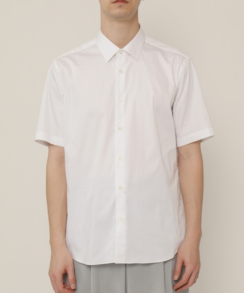 KASHIYAMA（カシヤマ）の「ショートポイントレギュラーショートスリーブ　サテンストレッチ　カジュアルテイルシャツ（シャツ/ブラウス・メンズ・ネイビー/ブルー/ホワイト・マルチサイズ）」の6枚目の写真